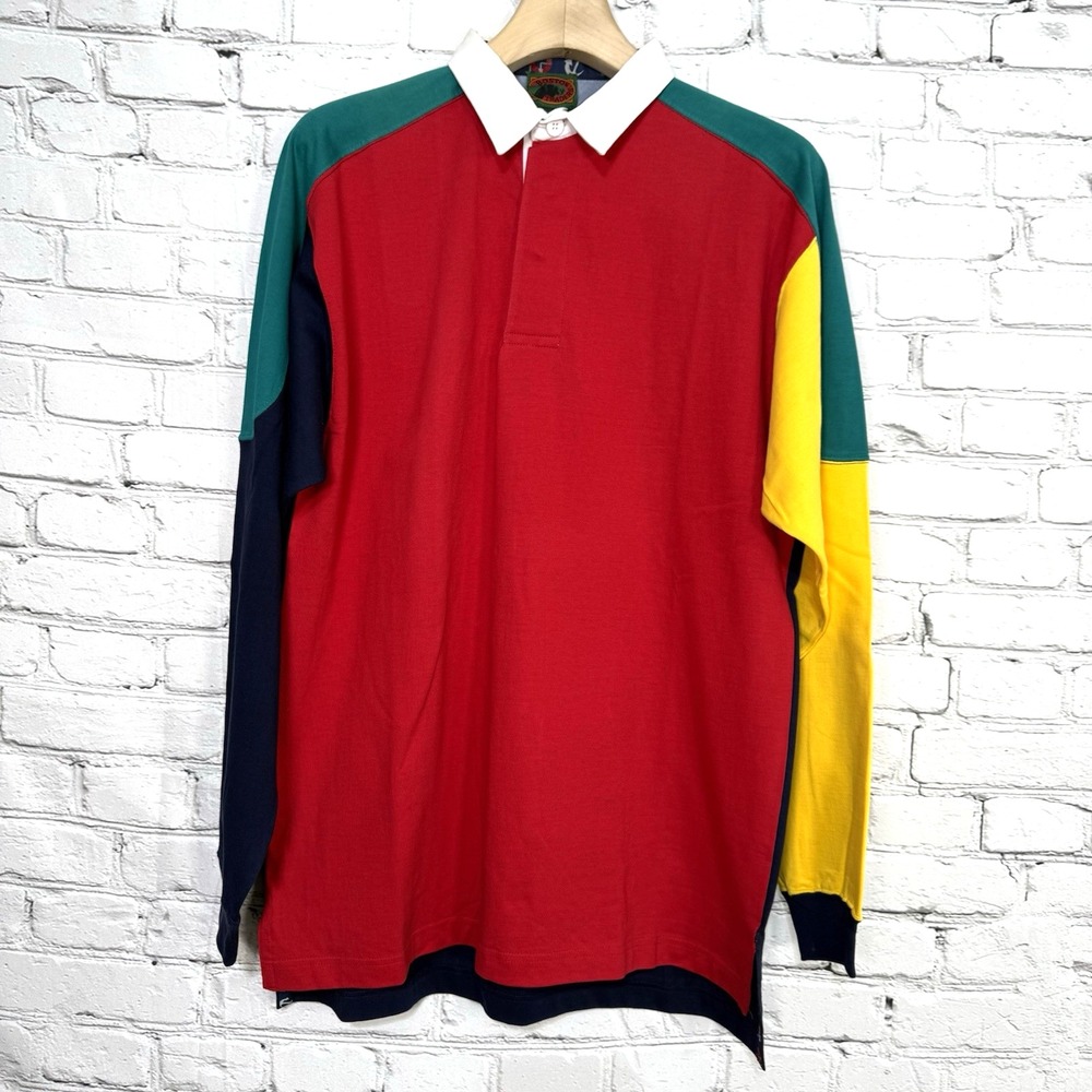 Vintage‎ Boston Traders Rugby Shirt Mens M 90s Colorblock Preppy Outdoors Polo